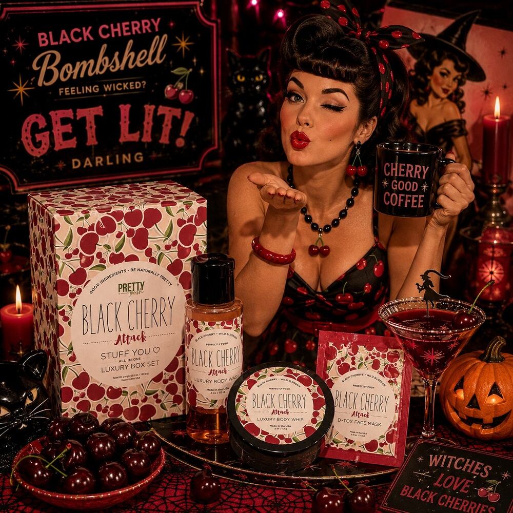 Perfectly Posh Black Cherry Attack 3 Pc Luxury Set Discontinued 2015 Rare
